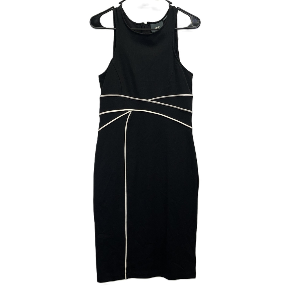 Maeve Black Midi Dress with White Trim